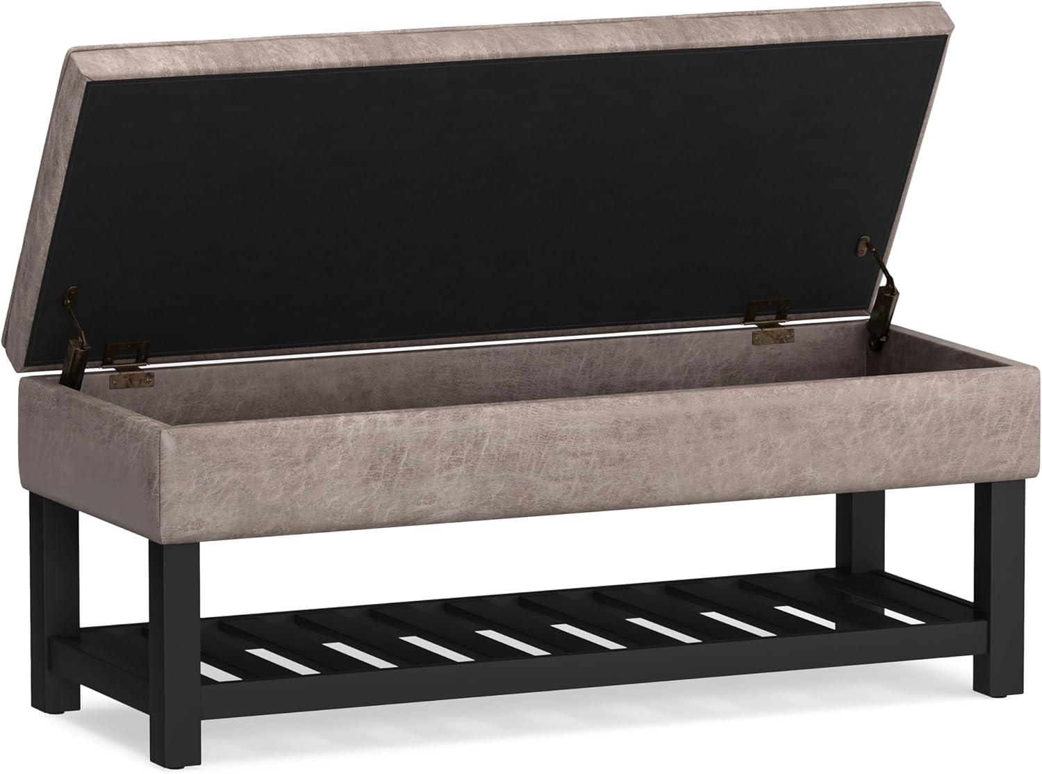 Simpli Home Cosmopolitan 44"W Transitional Tufted Storage Ottoman Bench with Lift Top