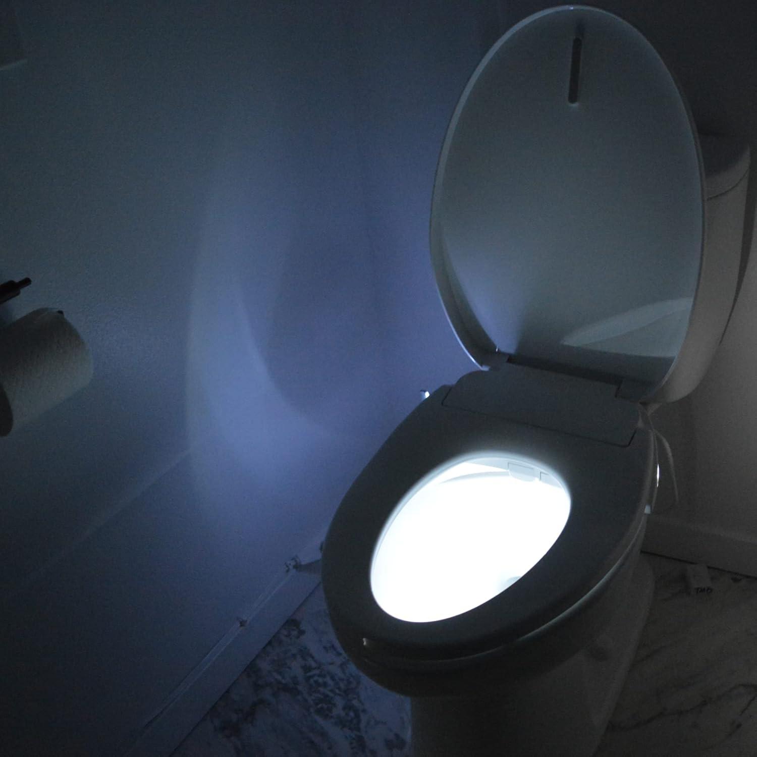 White Elongated Heated Smart Toilet Seat with Bidet and Night Light