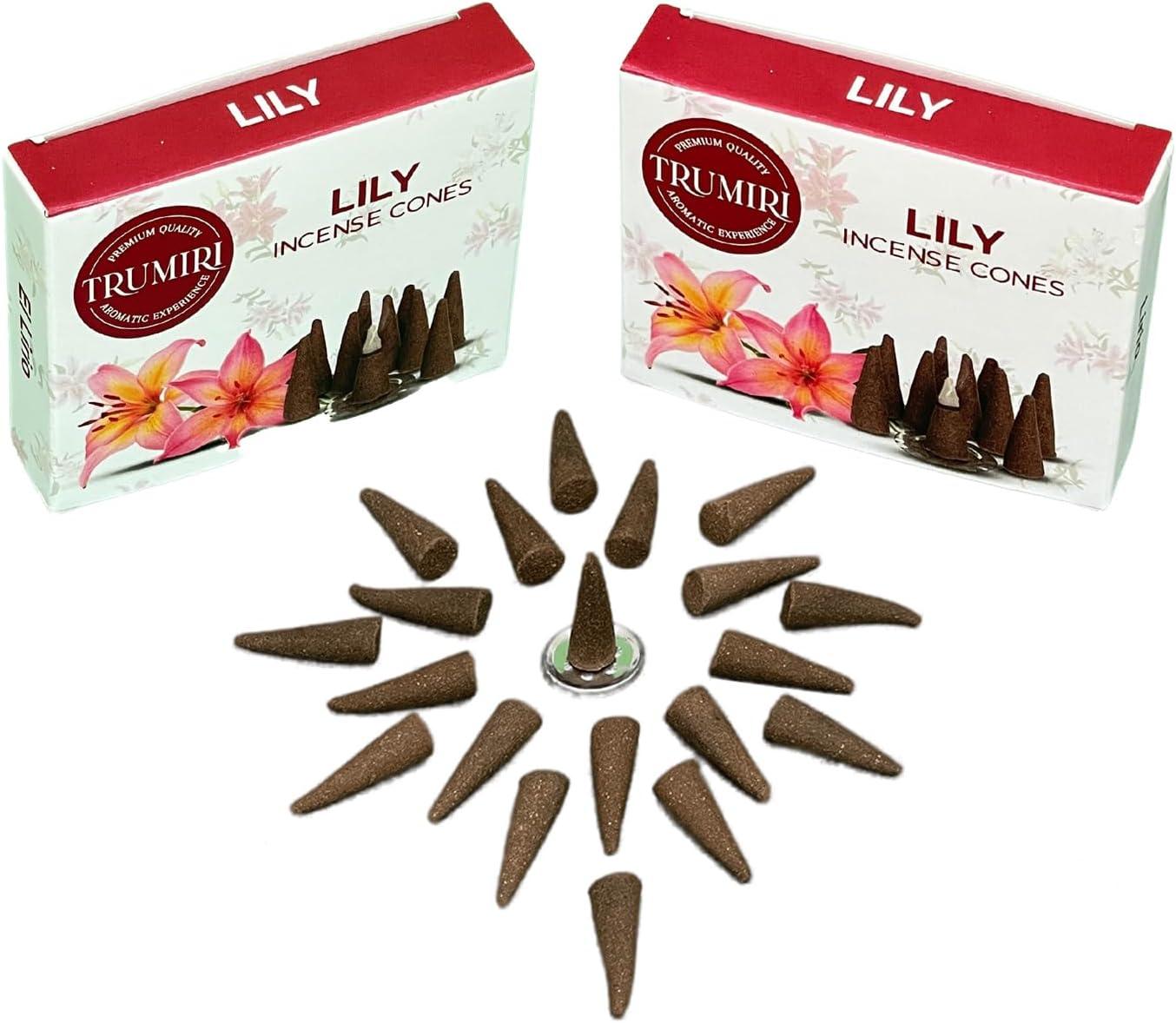 Lily Incense Cones - Total 20 Cone Incense - Dual Pack of 10 Insence Cones - Incense Cones Scented - Cone Incense Scents - Insense Cones - Incent Cone