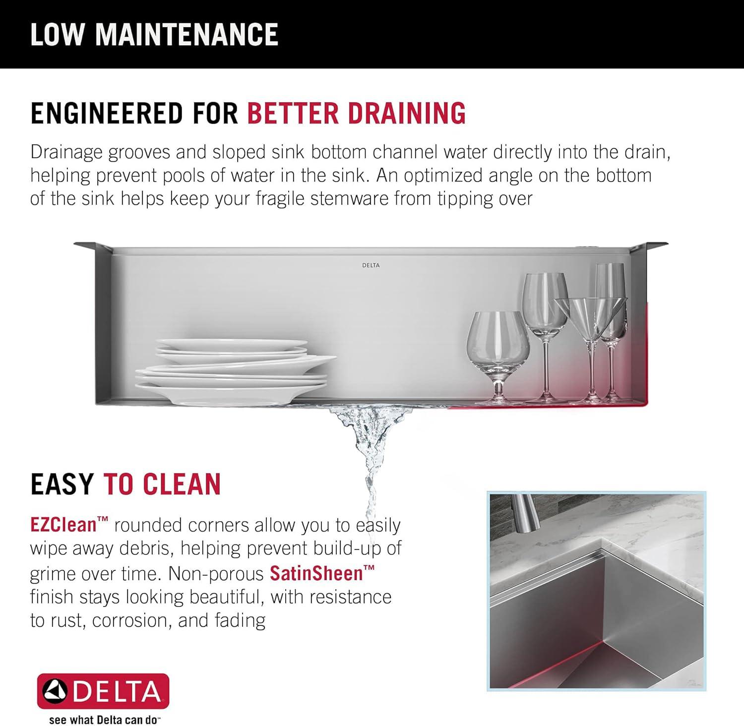 Delta Rivet™ 30" L Workstation Kitchen Sink Undermount 16 Gauge Stainless Steel Single Bowl