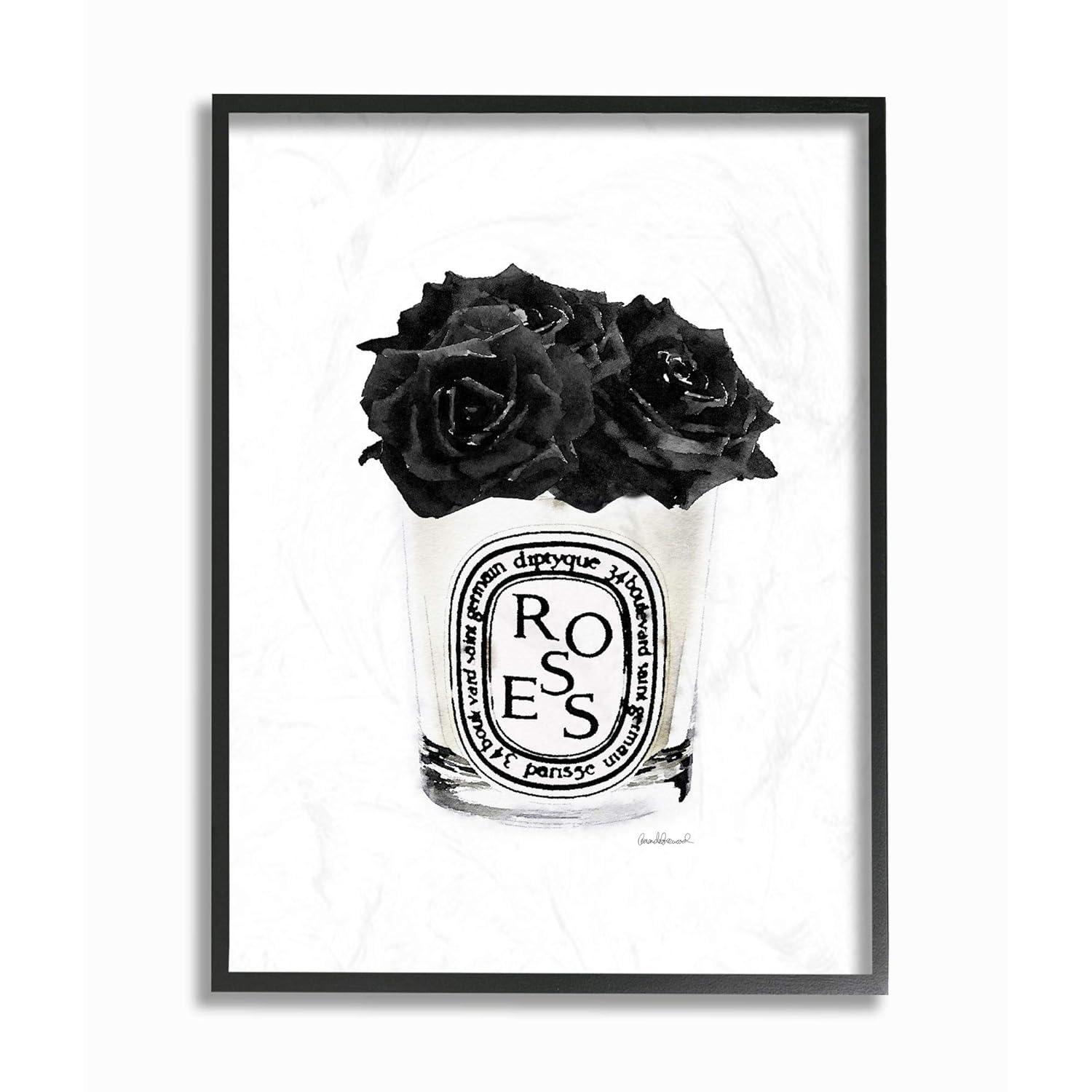 Stupell Industries " Fashion Designer Rose Flower Glass Black Watercolor "