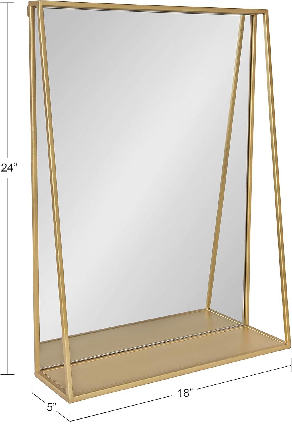 18&#34; x 24&#34; Lintz Functional Wall Mirror Gold - Kate &#38; Laurel All Things Decor