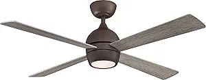 Fanimation Kwad 52 Matte Greige Ceiling Fan with Reversible Blades & LED Light Kit