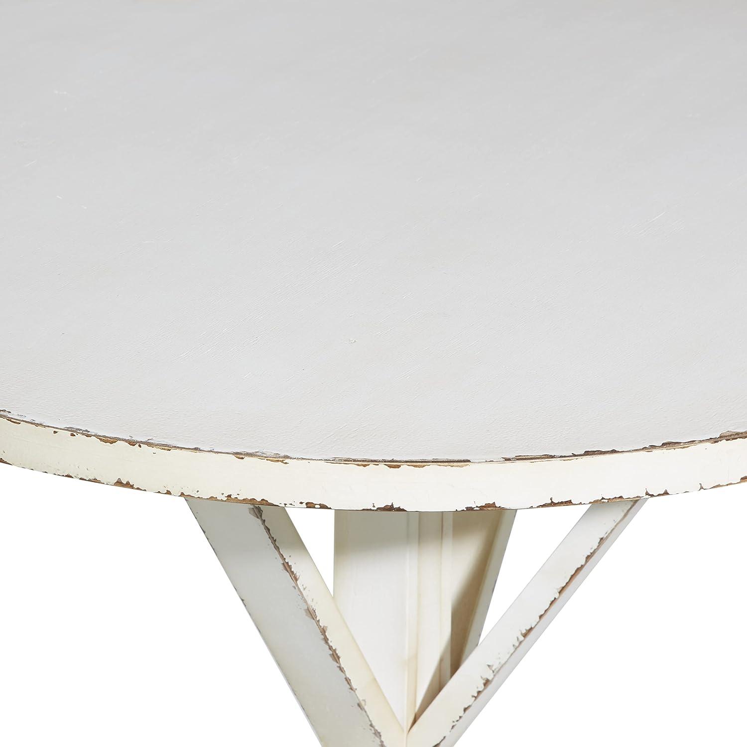 Elegant Farmhouse White Wood Round Accent Table 29" x 31"