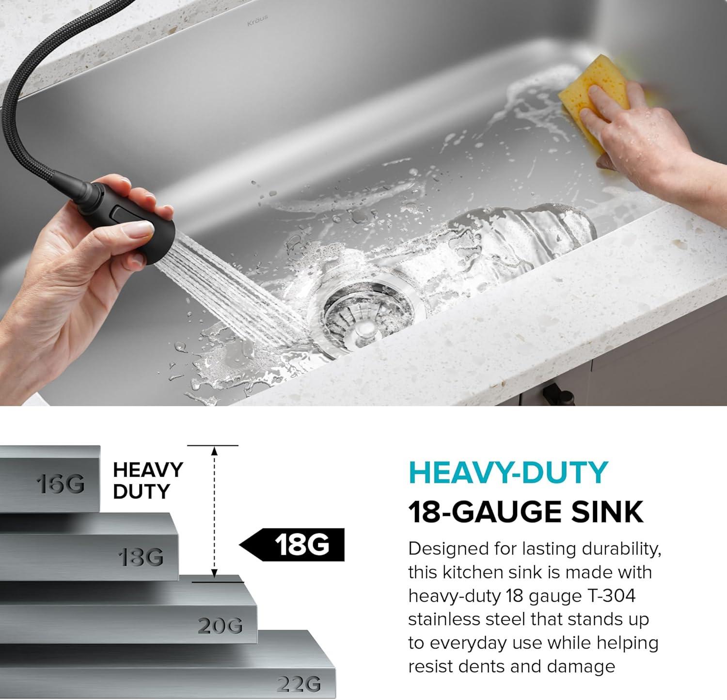 KRAUS Premier Undermount Single Bowl 18-Gauge Stainless Steel Kitchen Sink