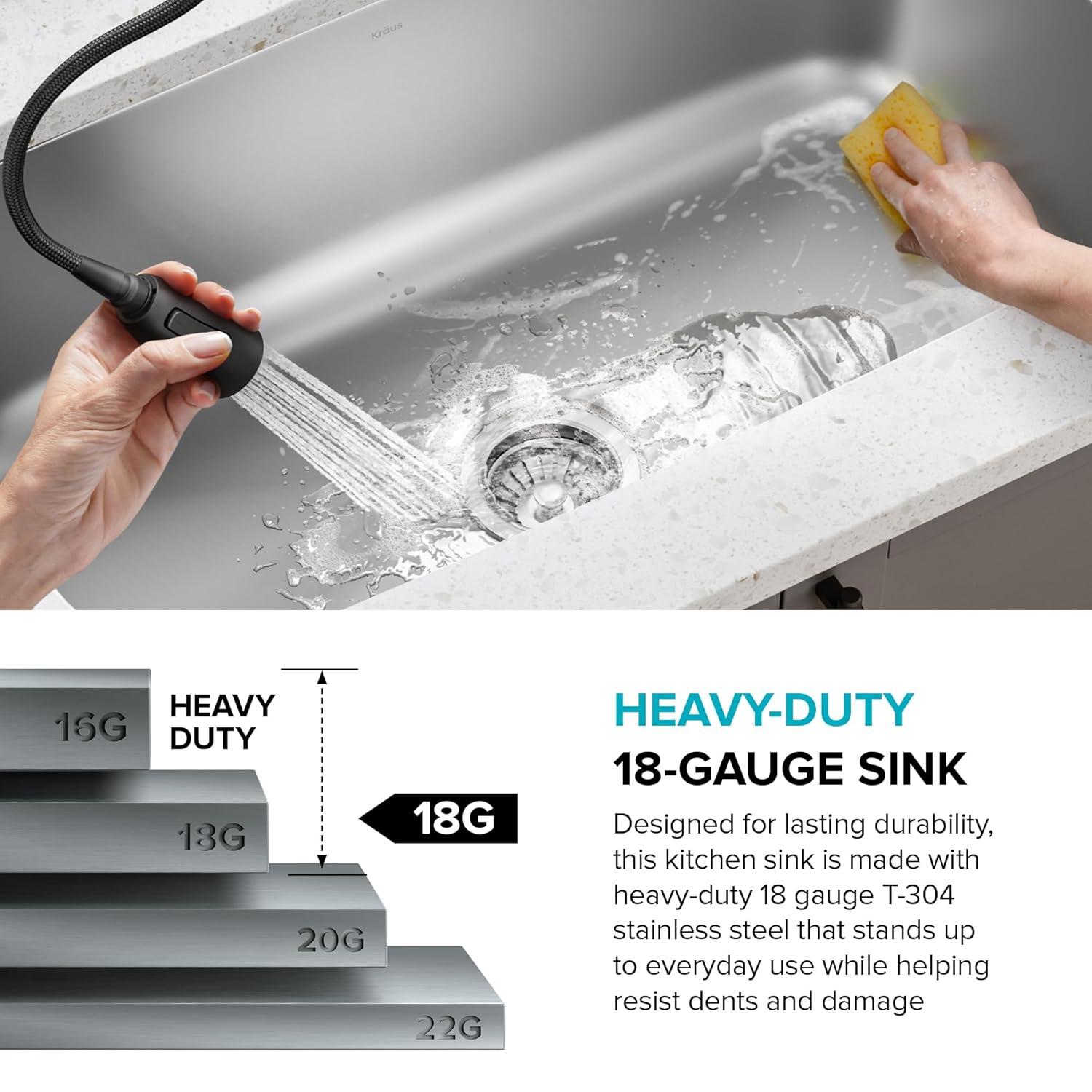 KRAUS Premier Undermount Single Bowl 18-Gauge Stainless Steel Kitchen Sink