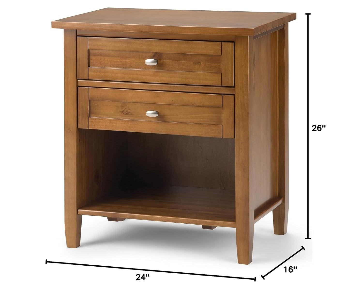 Simpli Home Warm Shaker 24"W Solid Wood Bedside Table with Two Drawers