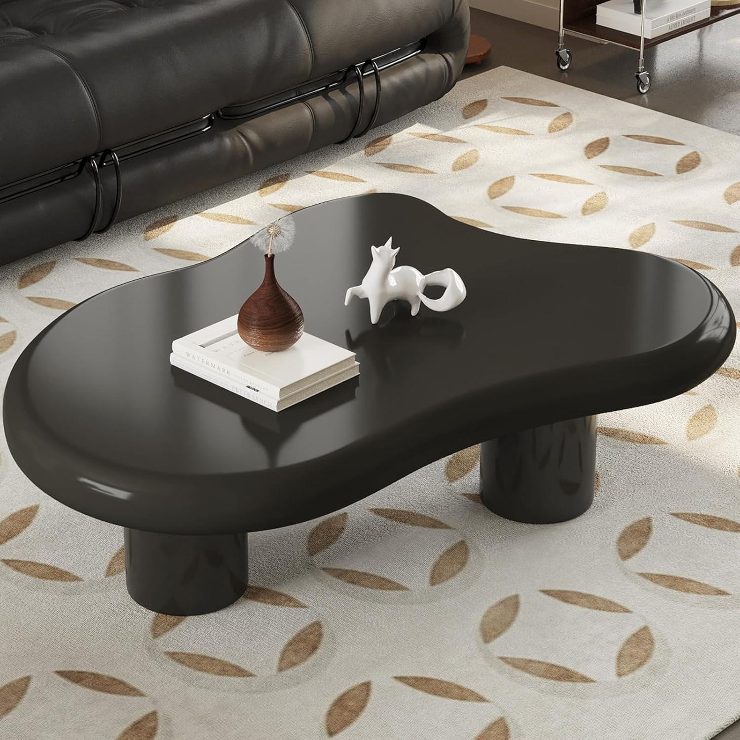 Guyii Cloud Coffee Table, Irregular Coffee Table for Living Room with 3 Legs, White 46.06 Inch