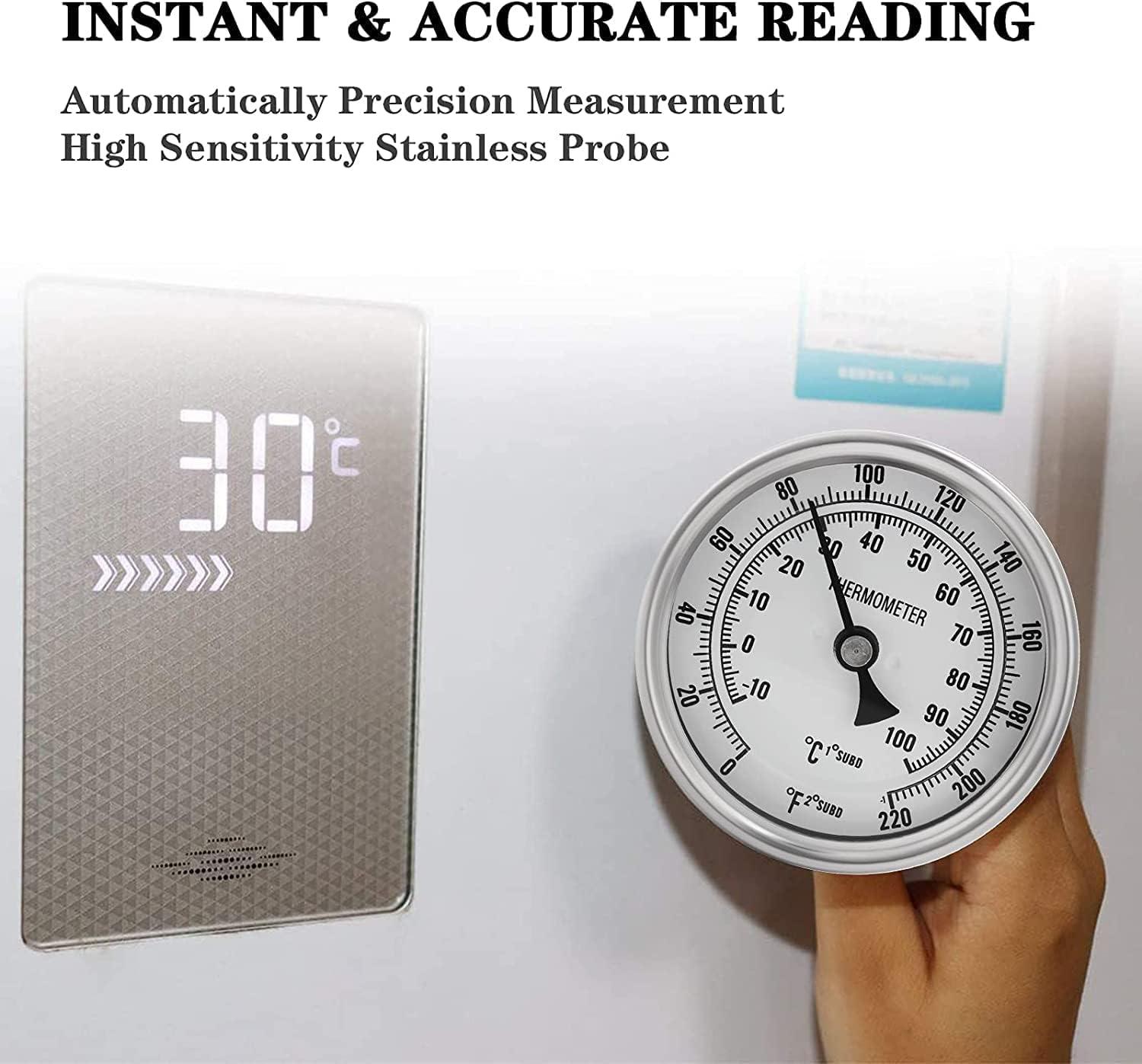 3" Dial 2" Probe FERRODAY 1/2 NPT Stainless Steel Thermometer Dial Thermometer 1/2 NPT Homebrew Kettle Thermometer Weldless w/O-Rings 0-220ºF Kettle Thermometer Stainless Steel Brew Pot Thermometer