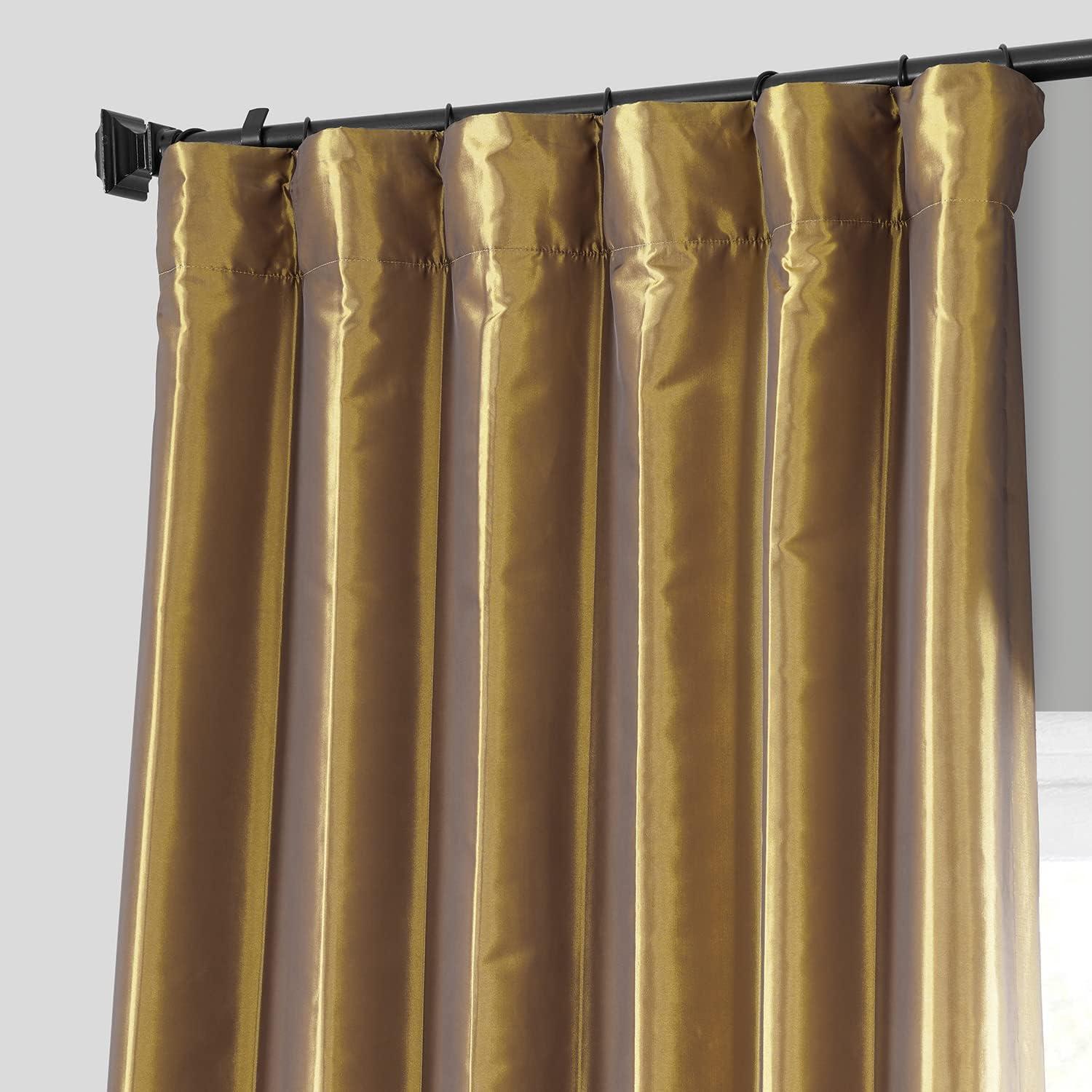 Golden Spice Faux Silk Blackout Curtain Panel 50" x 96"