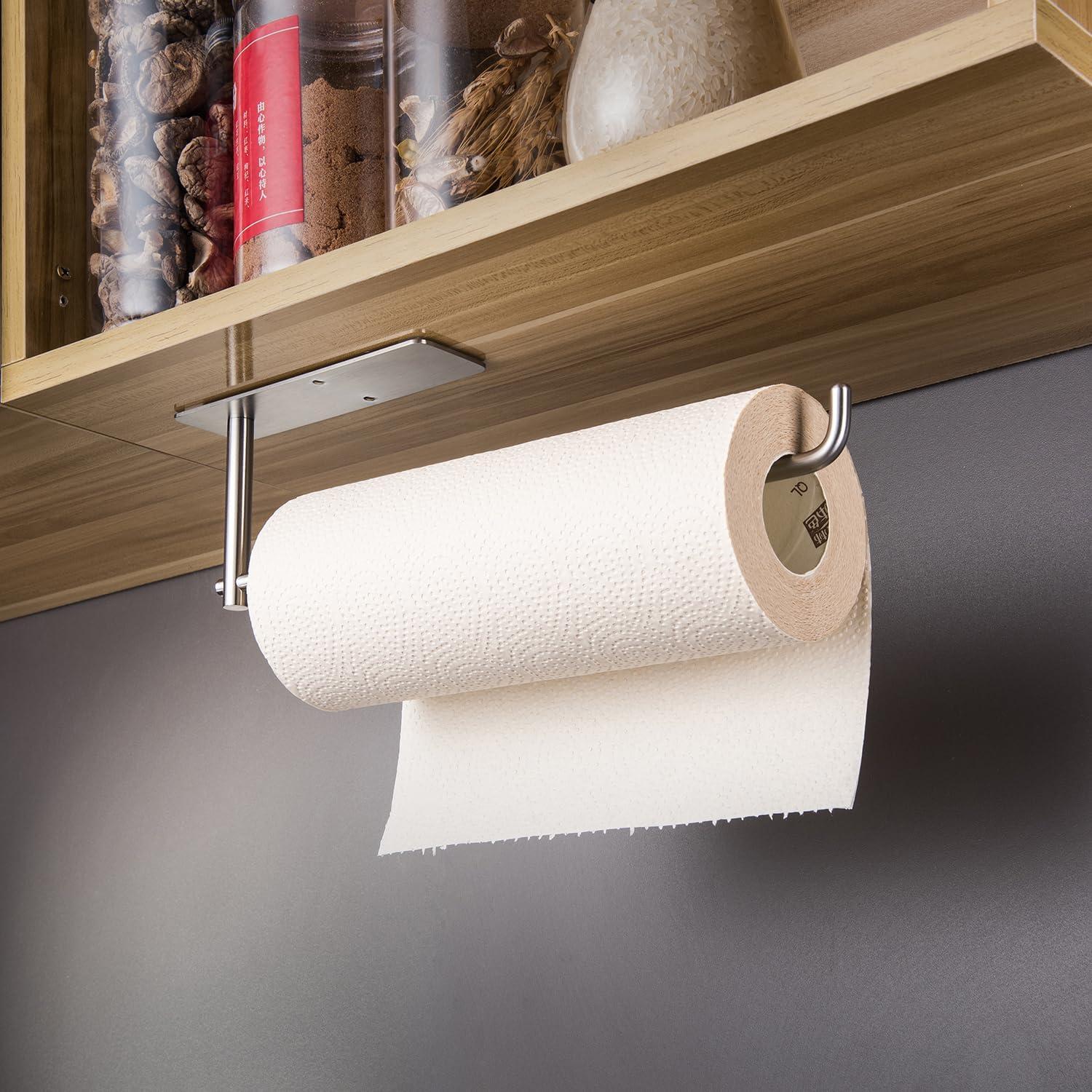 Stainless Steel Self-Adhesive Under Cabinet Paper Towel Holder