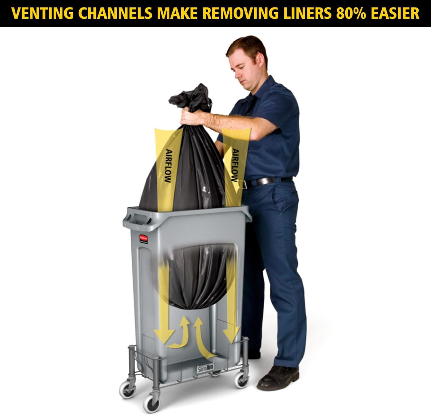 slim jim with venting channels, 23 gal, plastic, beige