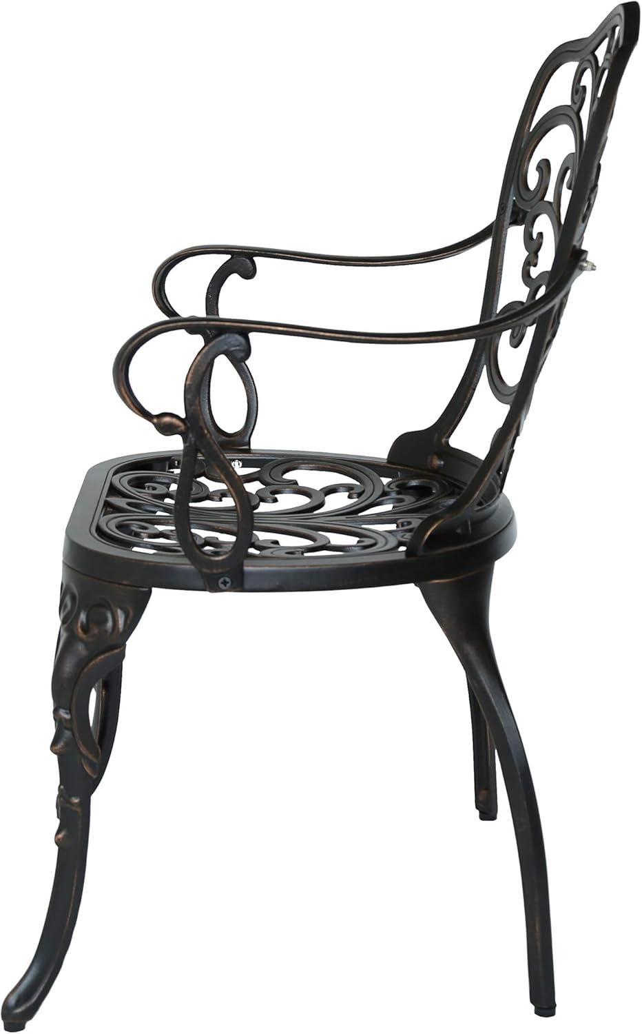 Deka Outdoor Cast Aluminum Dining Chairs, Set of 2, Shiny Copper