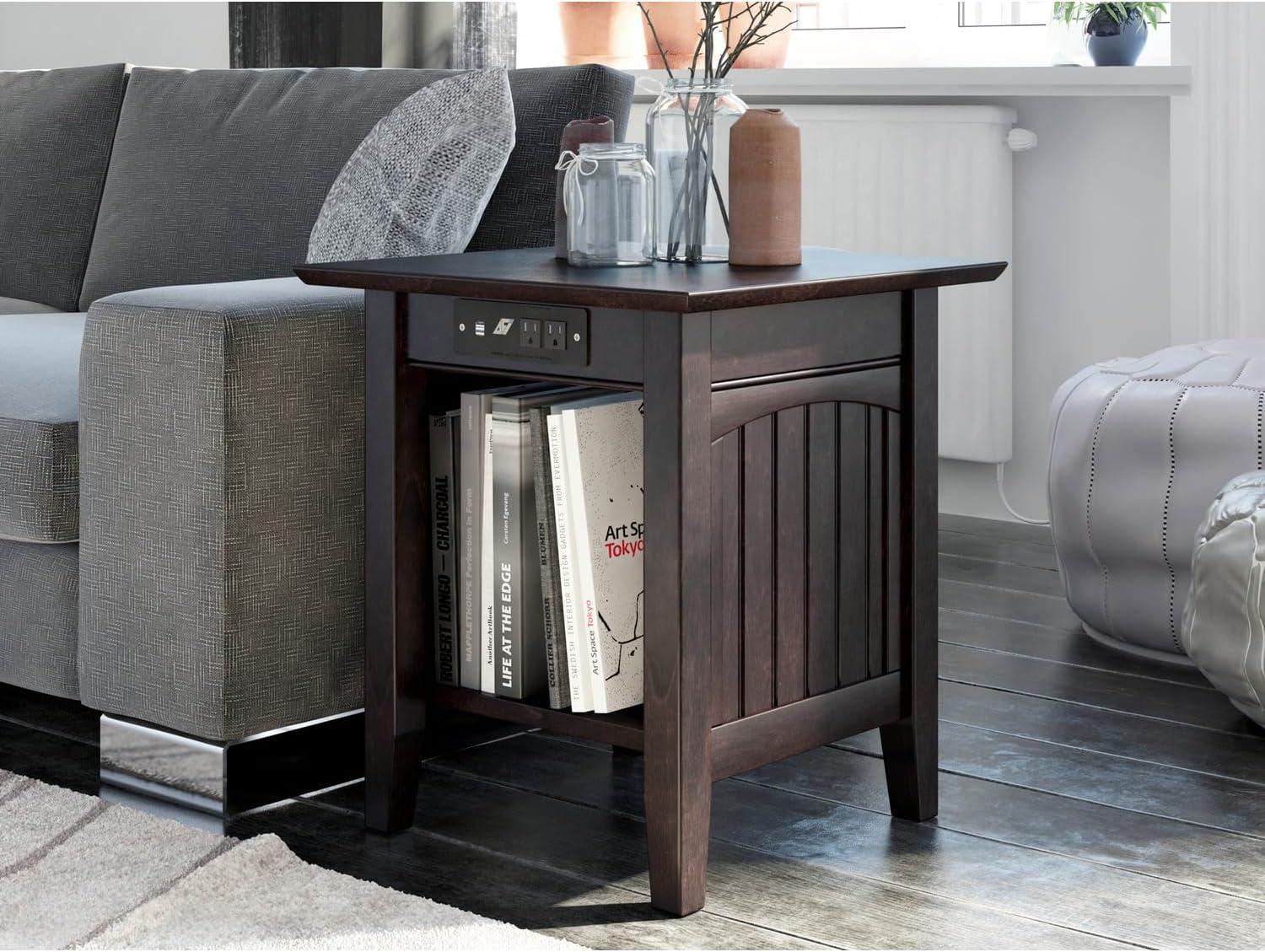 Nantucket End Table with Charging Station in Espresso