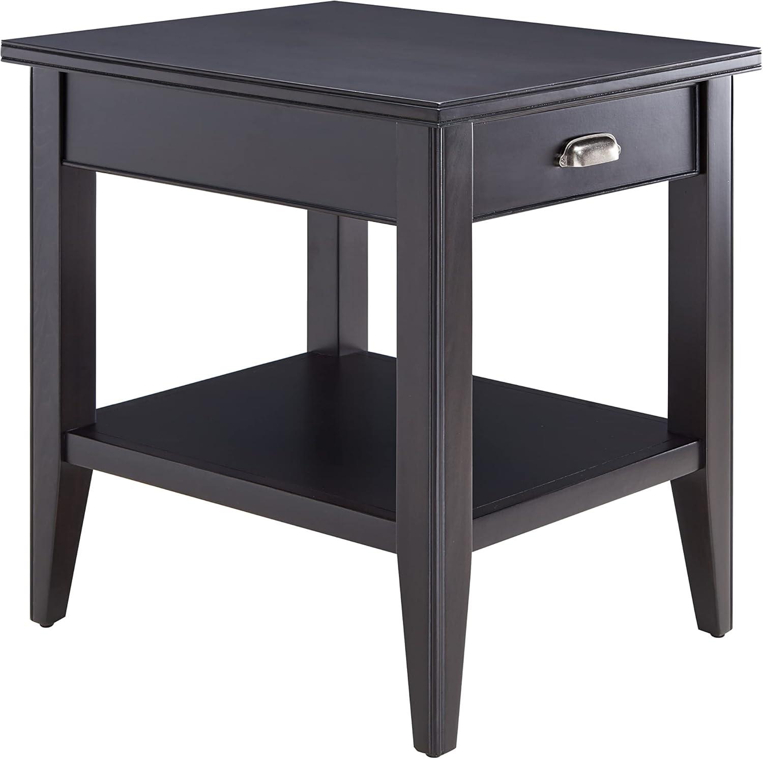 Leick Home Laurent End Table with Drawer in Black