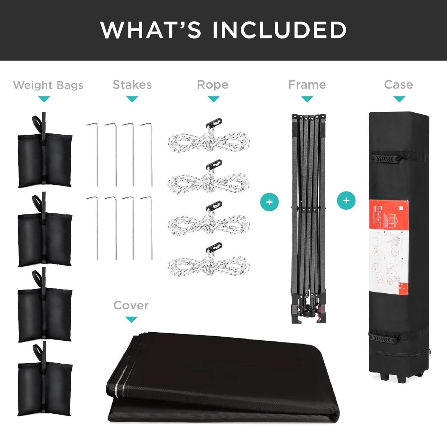 Best Choice Products Best Choice Products Easy Setup Pop Up Canopy W/ 1-Button Setup, Wheeled Case, 4 Weight Bags