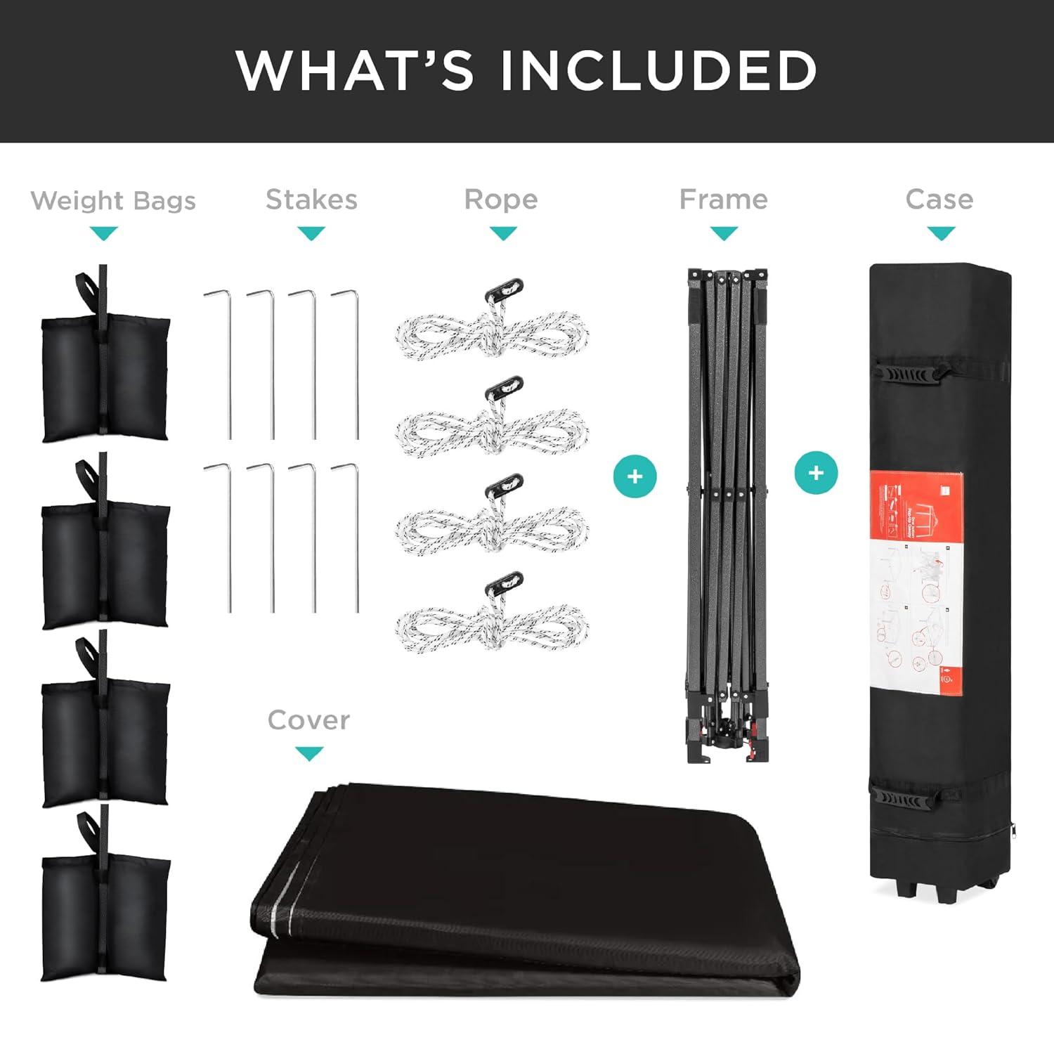 Best Choice Products Best Choice Products Easy Setup Pop Up Canopy W/ 1-Button Setup, Wheeled Case, 4 Weight Bags