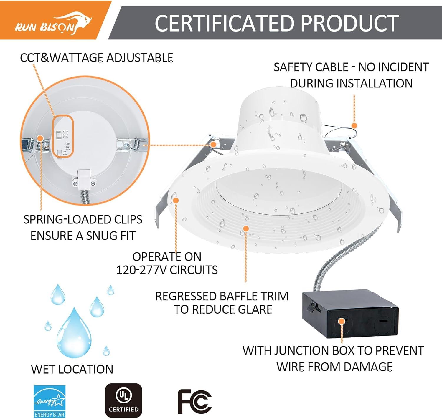 6in. CCT and Wattage Selectable NewRemodel IC Rated Integrated LED Commercial Downlight