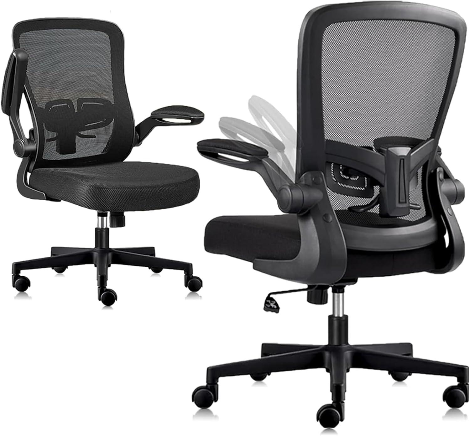 Clatina KLASIKA Ergonomic Office Desk Chair Mesh Back Flip Up Armrests Adjustable Height and Lumbar Support Swivel Chairs with Wheels