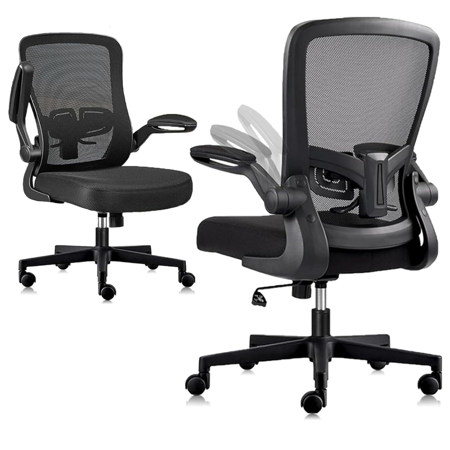 Clatina KLASIKA Ergonomic Office Desk Chair Mesh Back Flip Up Armrests Adjustable Height and Lumbar Support Swivel Chairs with Wheels