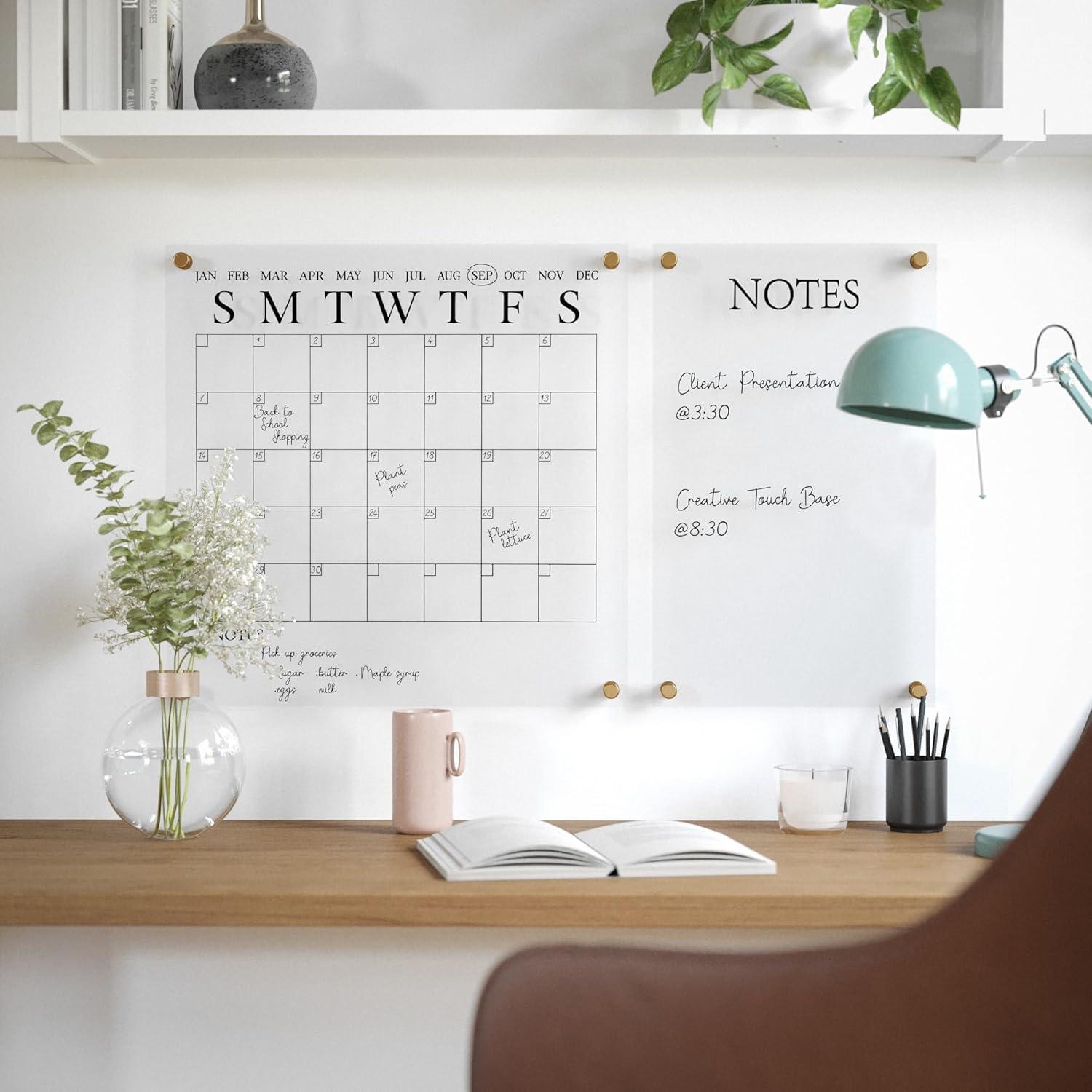 Thomas Martha Stewart Acrylic Wall Calendar and Notes Board with Marker and Mounting Hardware