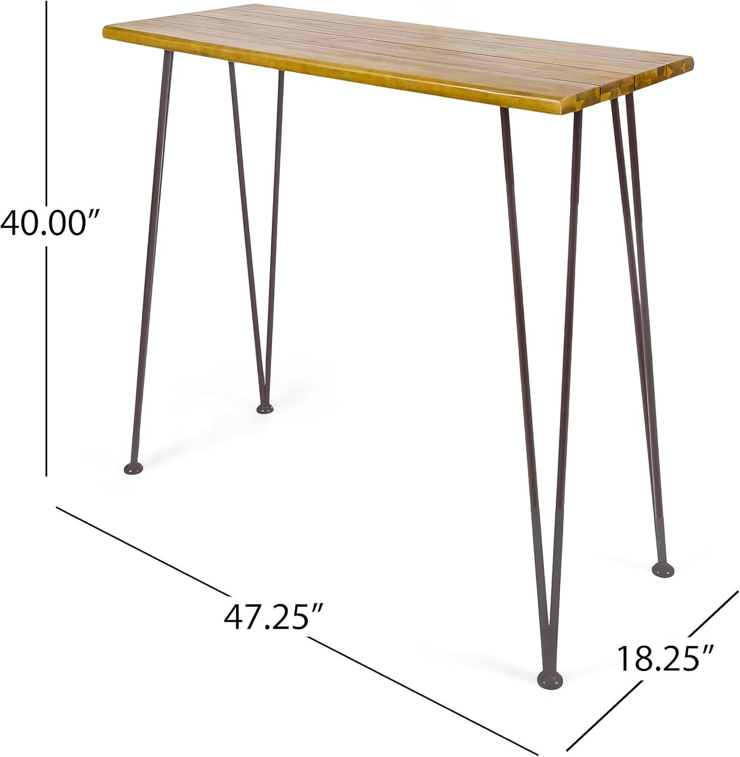 Union Rustic Loya Rectangular Acacia Wood Outdoor Bar Table