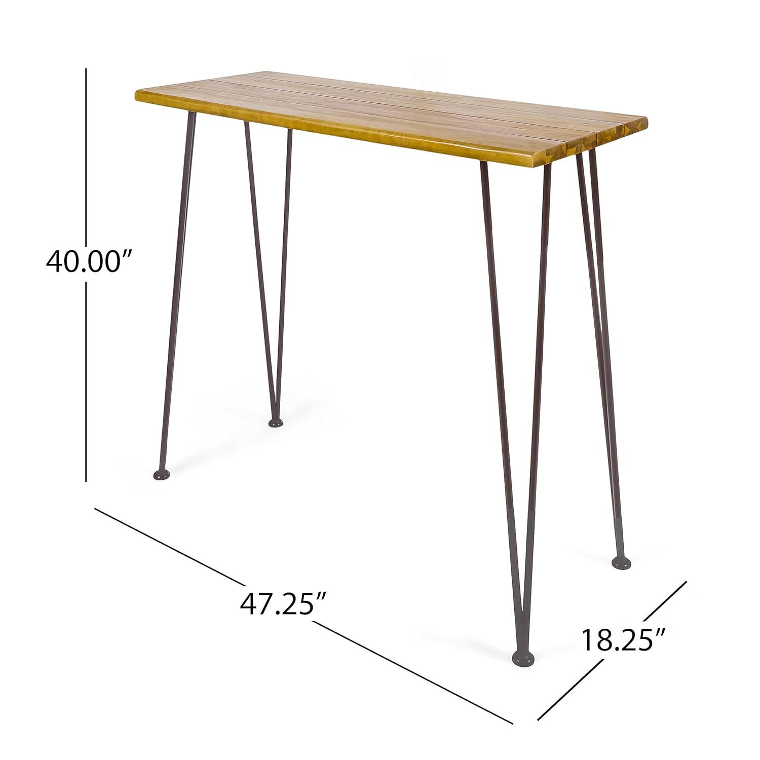Union Rustic Loya Rectangular Acacia Wood Outdoor Bar Table