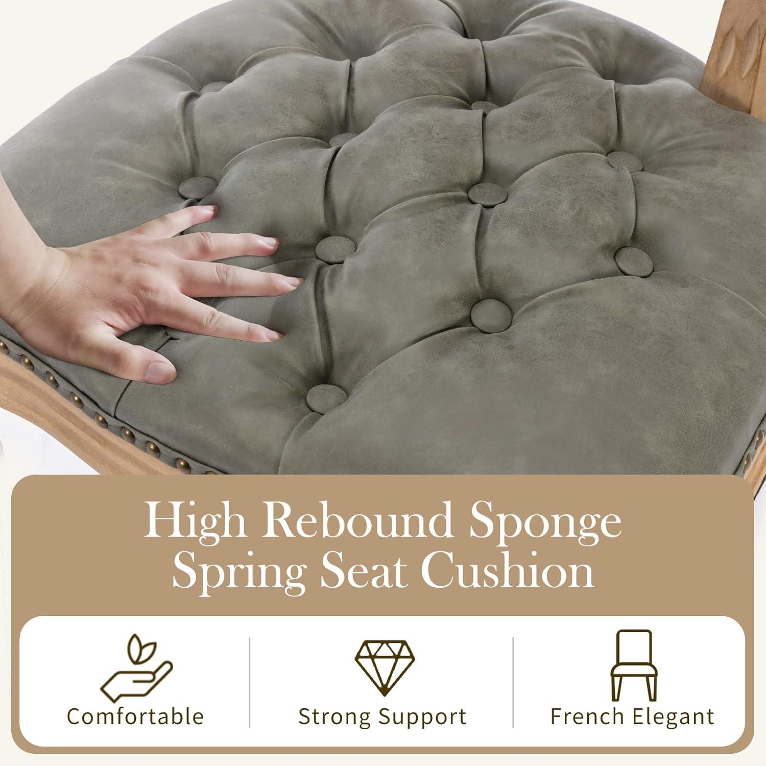One Allium Way® French Style Vintage Solid Wood Upholstered Dining Chair (Set of 6)