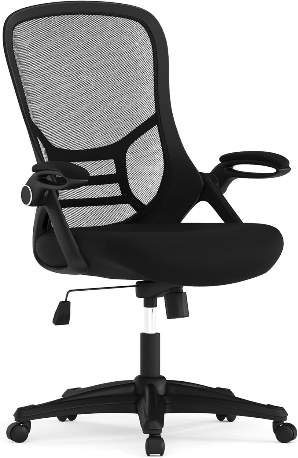 Ergonomic High-Back Black Mesh Swivel Office Chair with Adjustable Arms