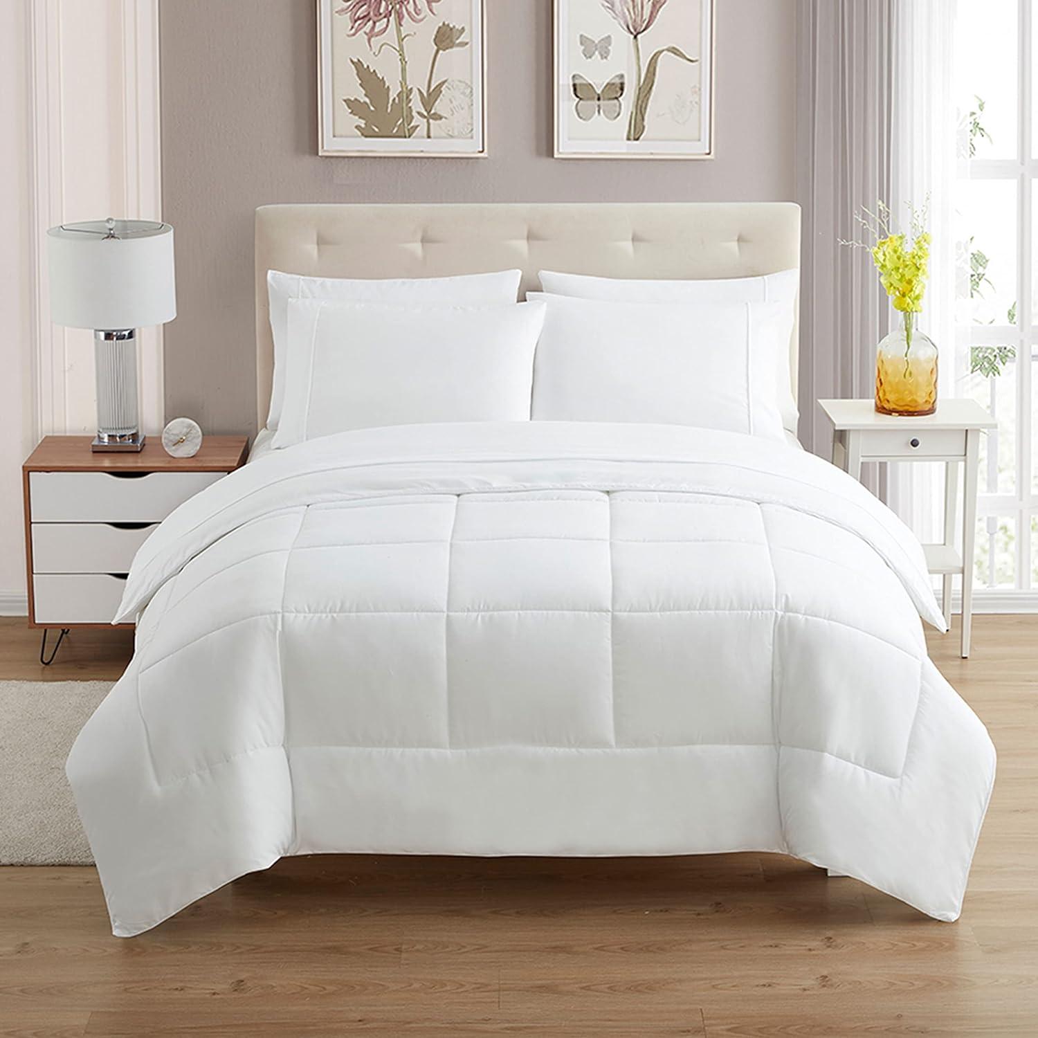 Luxury Alternative Solid Comforter and Sheet Set with Bonus Pillowcases