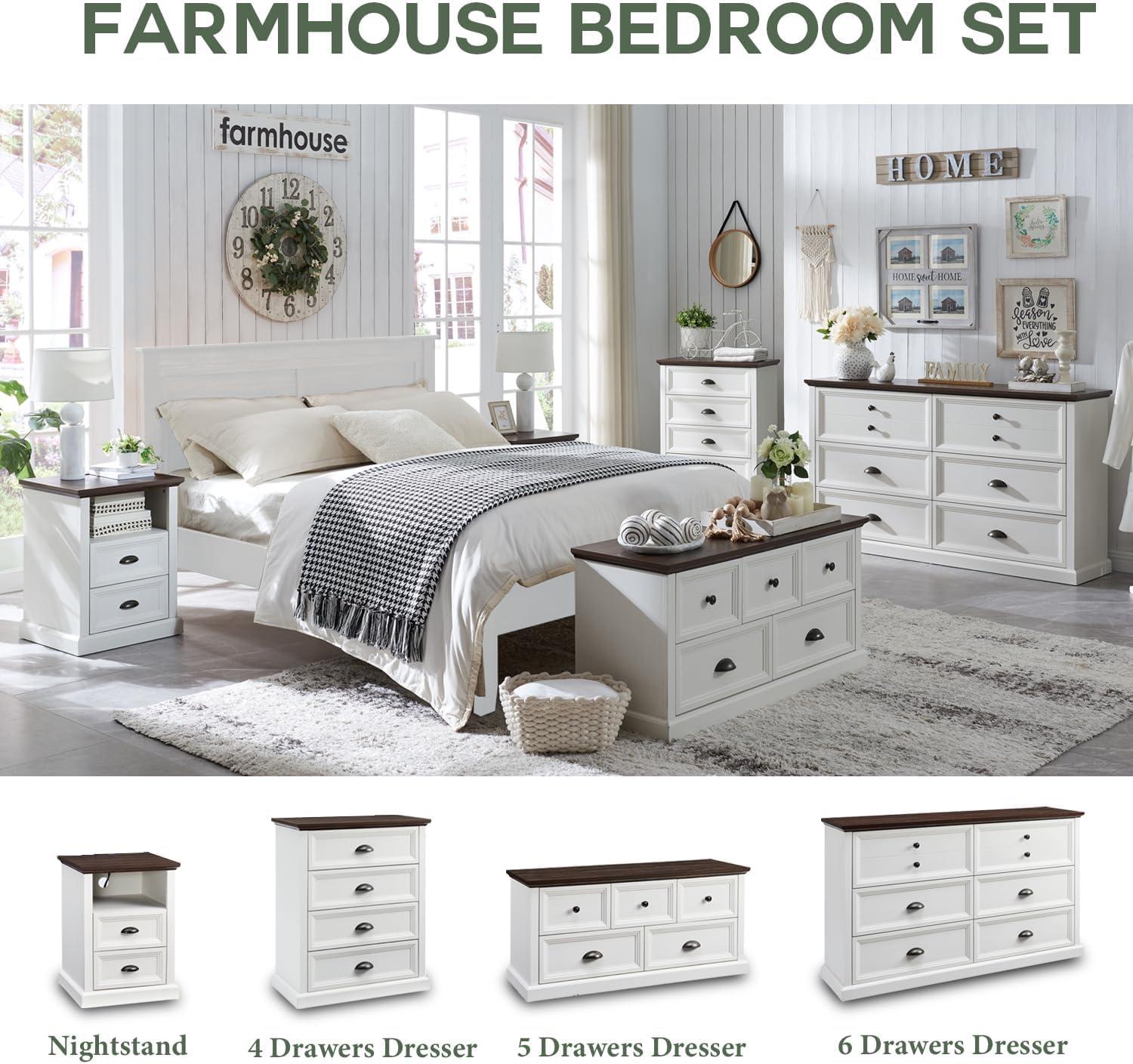 Winston Porter Nadra 4 Drawer Dresser for Bedroom, Chest of Drawers Organizer Storage, Farmhouse Wood Rustic Tall Dresser