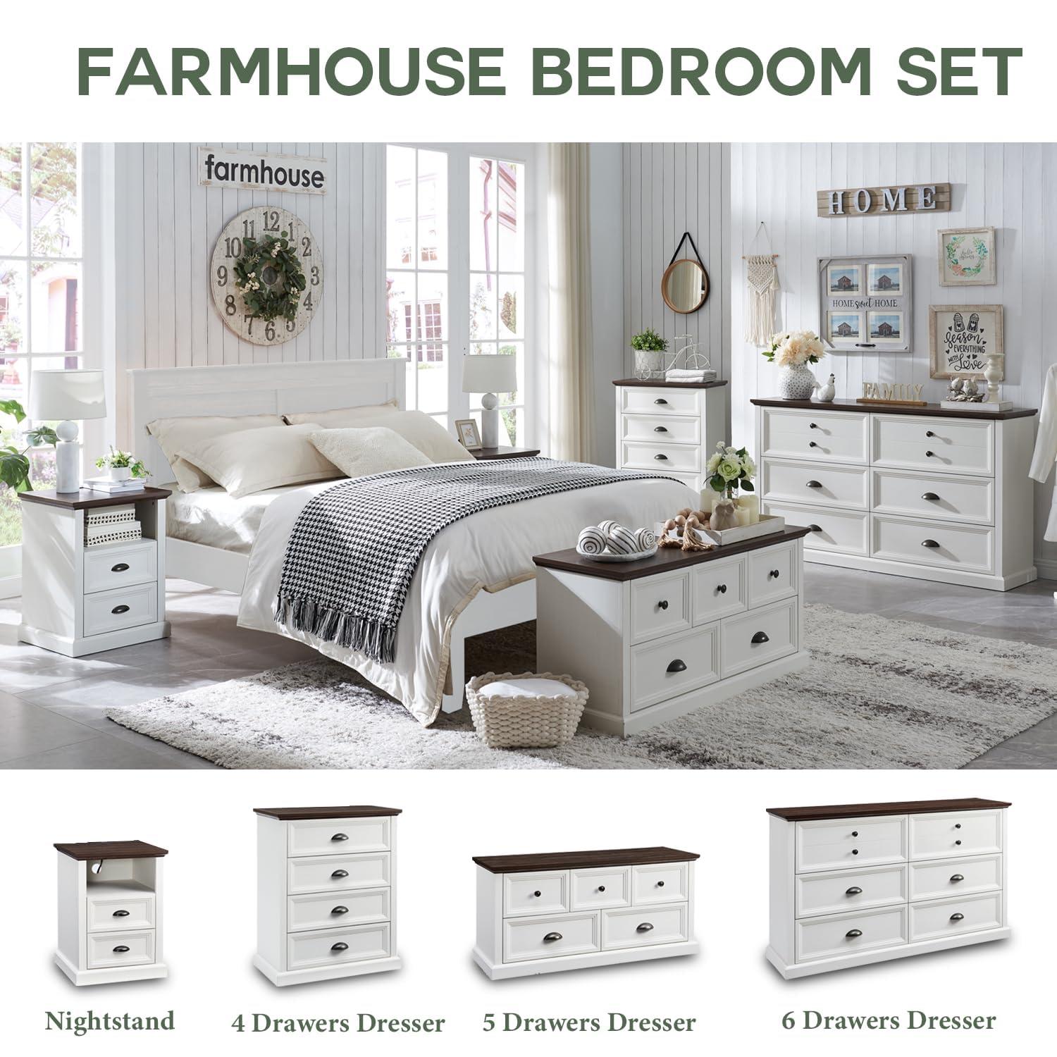 Winston Porter Nadra 4 Drawer Dresser for Bedroom, Chest of Drawers Organizer Storage, Farmhouse Wood Rustic Tall Dresser