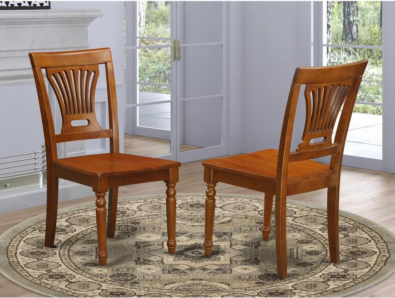 Plainville Saddle Brown Solid Wood Dining Chairs, Set of 2