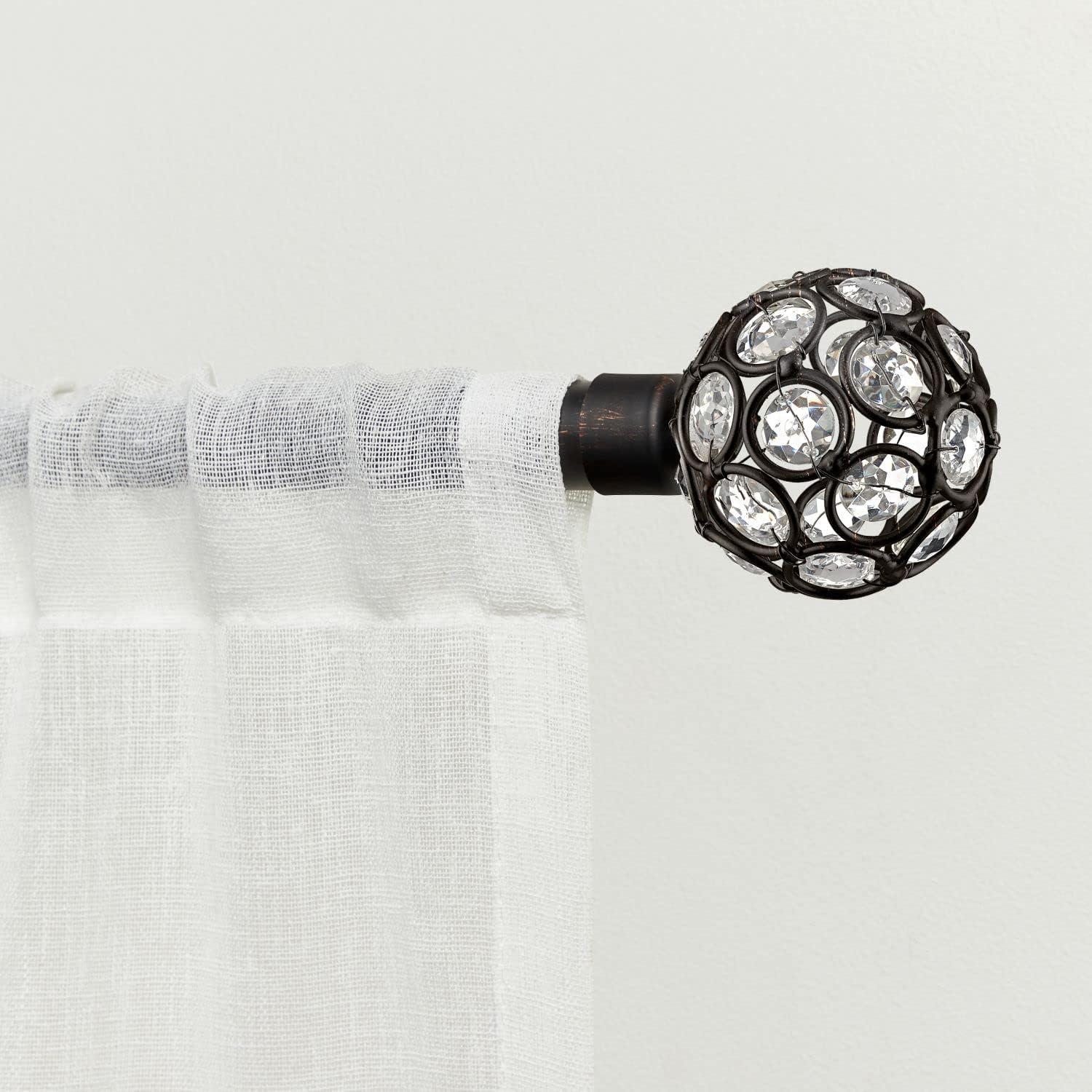 Exclusive Home Rings 1" Curtain Rod and Coordinating Finial Set, Adjustable