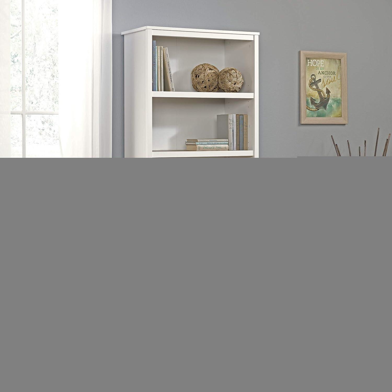 Soft White Adjustable Library Bookcase with Doors