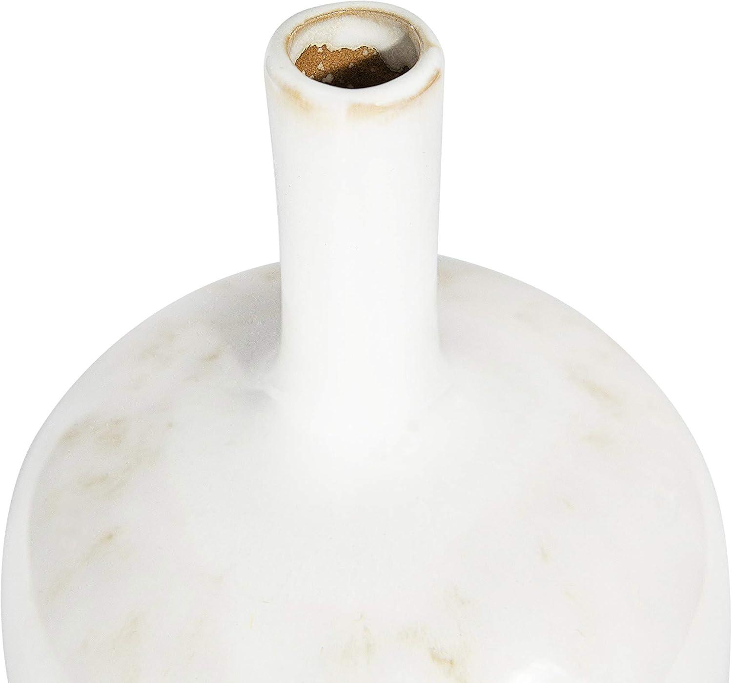 Creative Co-Op Large Round Stoneware Vase with Reactive Glaze, White