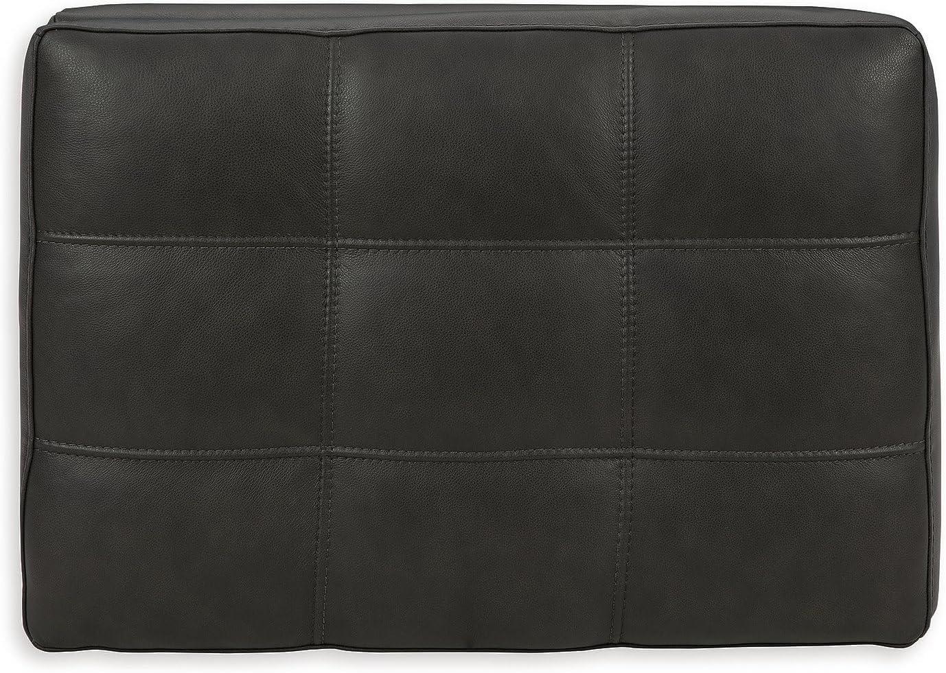 Signature Design by Ashley Contemporary Luigi Leather Ottoman, Black