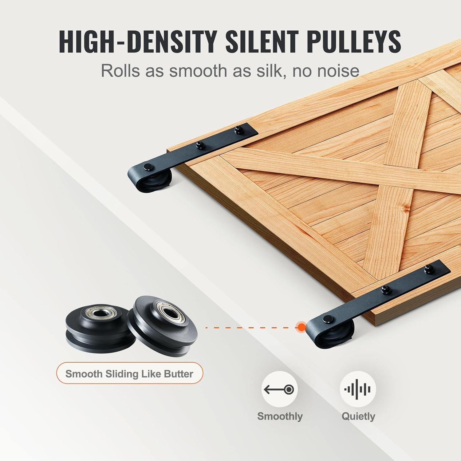Black Steel Single Door Barn Door Hardware Kit Standard Single