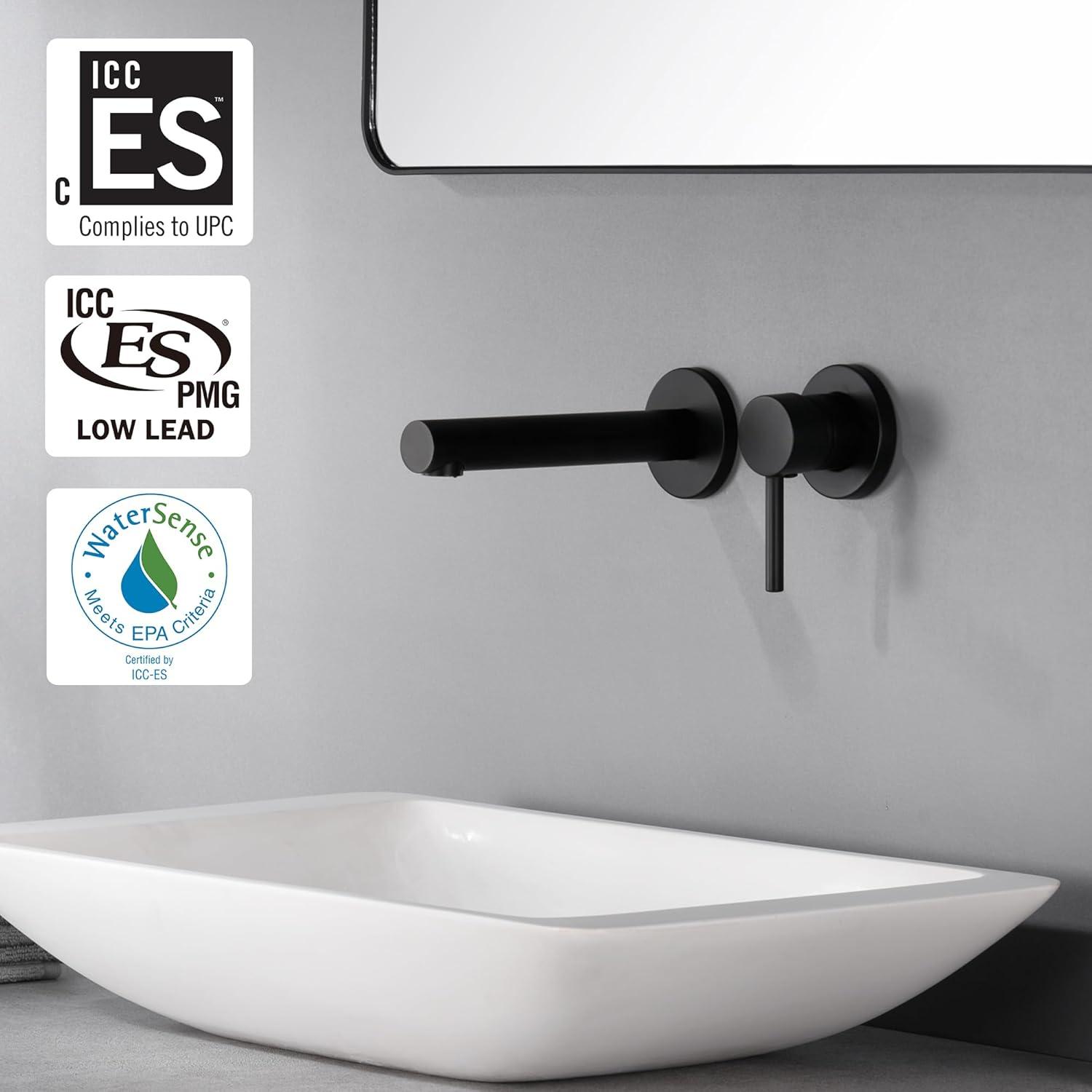 Bathroom Sink Faucet, Ssingle Handle Wall Mount Lavatory Faucet, Bathroom Vanity Faucet With Brass Rough-in Valve