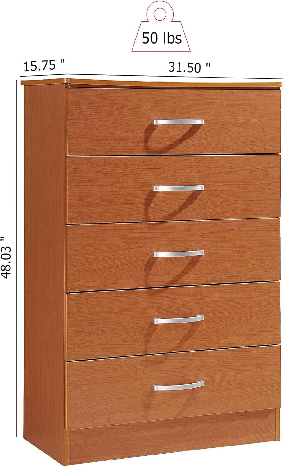 Hodedah 5-Drawer Chest in Cherry