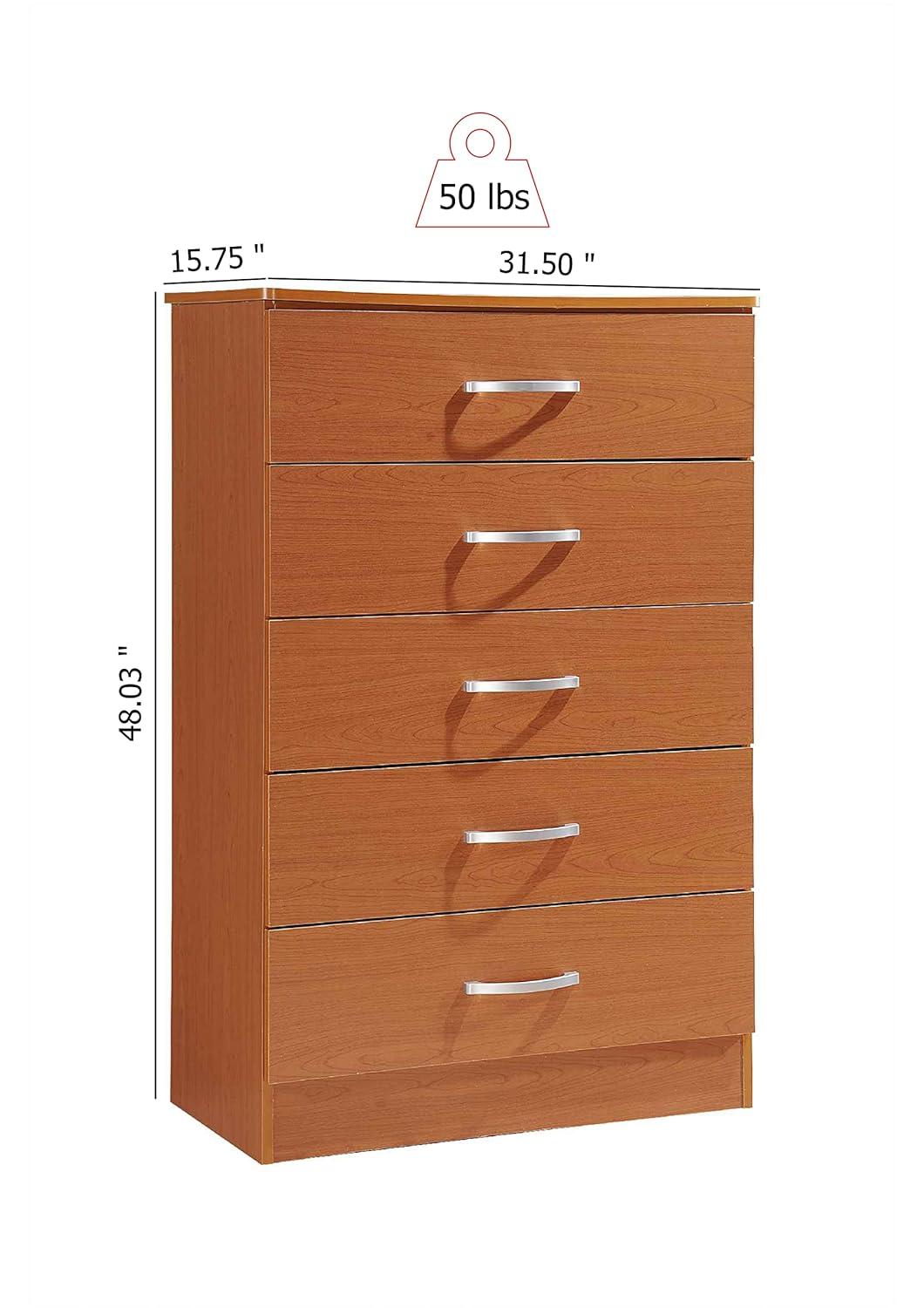 Hodedah 5-Drawer Chest in Cherry
