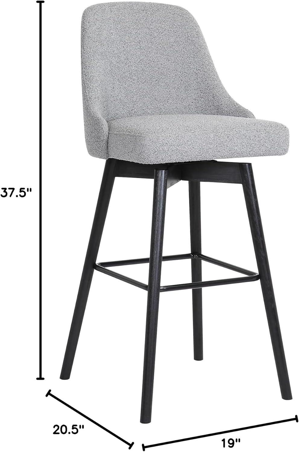 Armen Living Indoor Sicily 26" Swivel Black Wood Counter Stool in Gray Faux Leather