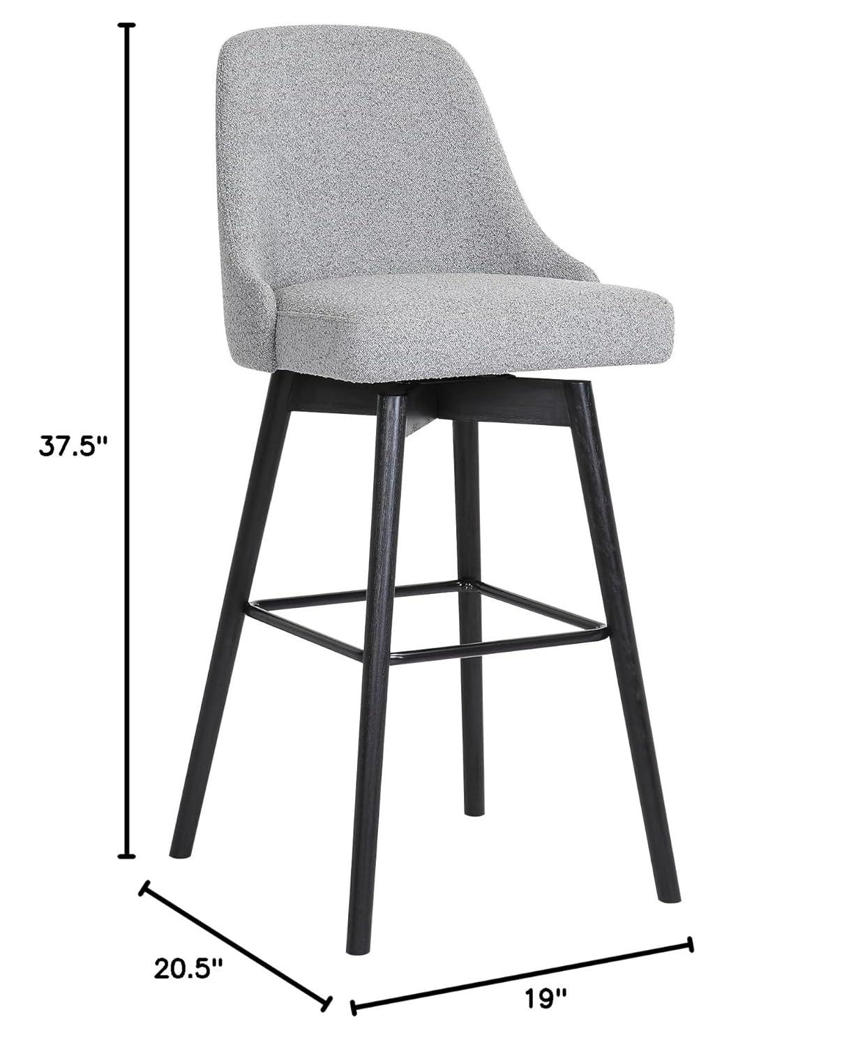 Armen Living Indoor Sicily 26" Swivel Black Wood Counter Stool in Gray Faux Leather