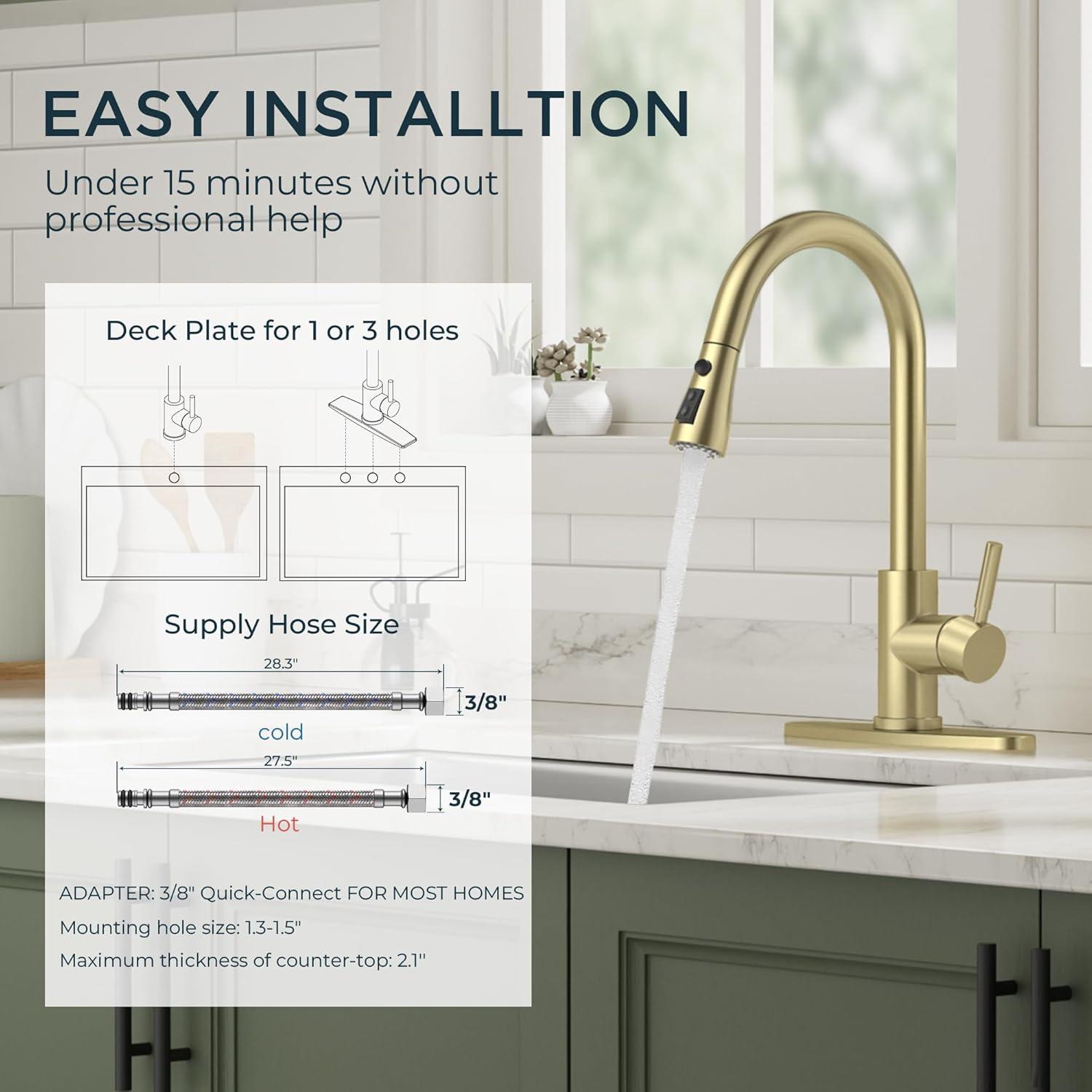 GAGALIFE Single Handle Pull Down Sprayer Kitchen Faucet High Arc Stainless Steel Faucet with 3-Function Sprayer JJL-CL-PT-SDP-G