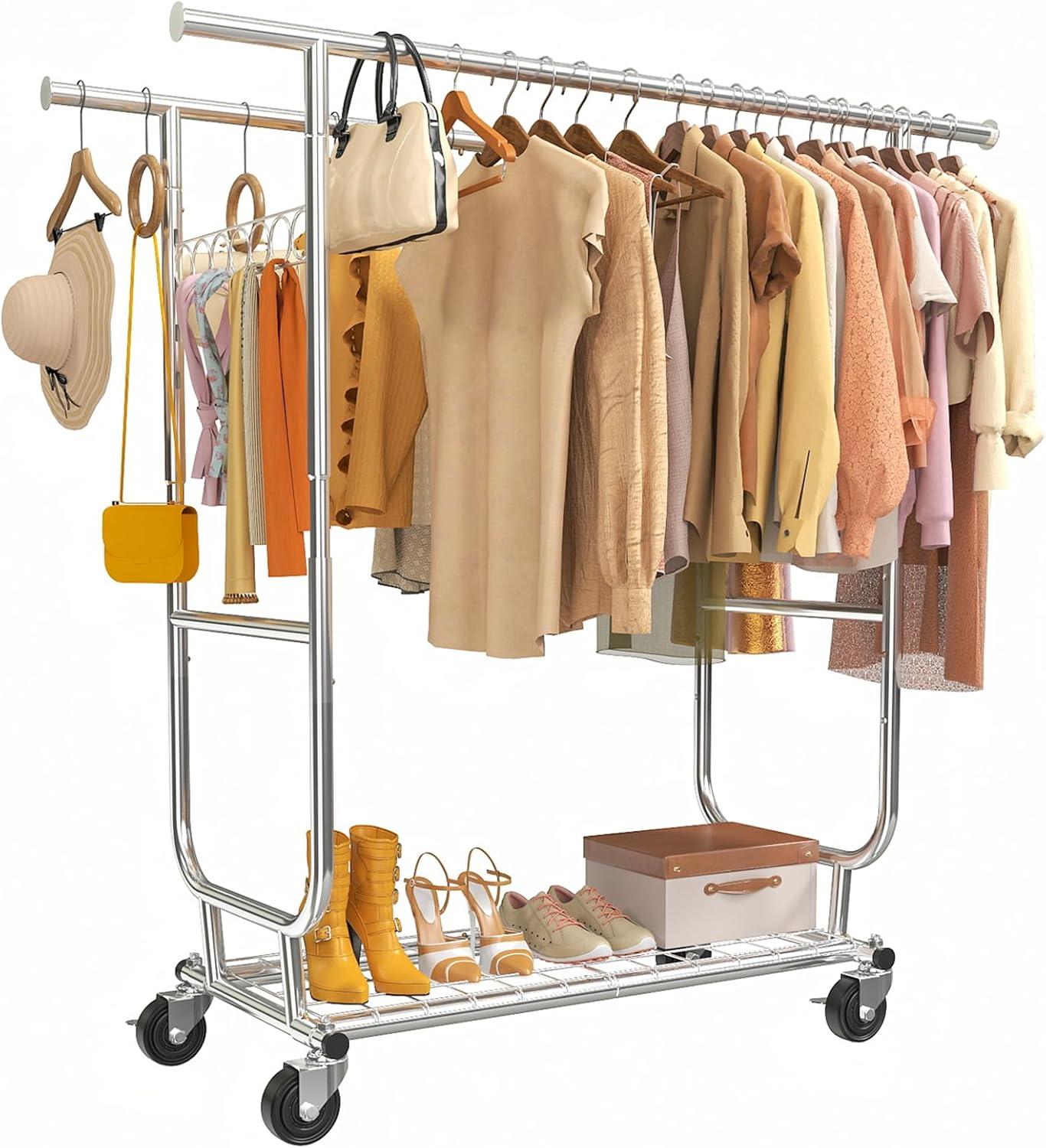 450 lbs Heavy Duty Clothing Garment Rack with Wheels