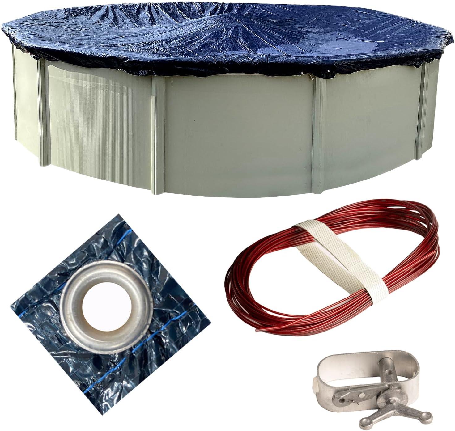 Winter Block Pool Laminated Polyethylene Cover for Aboveground Round Pool, 18 ft Includes Winch and Cable