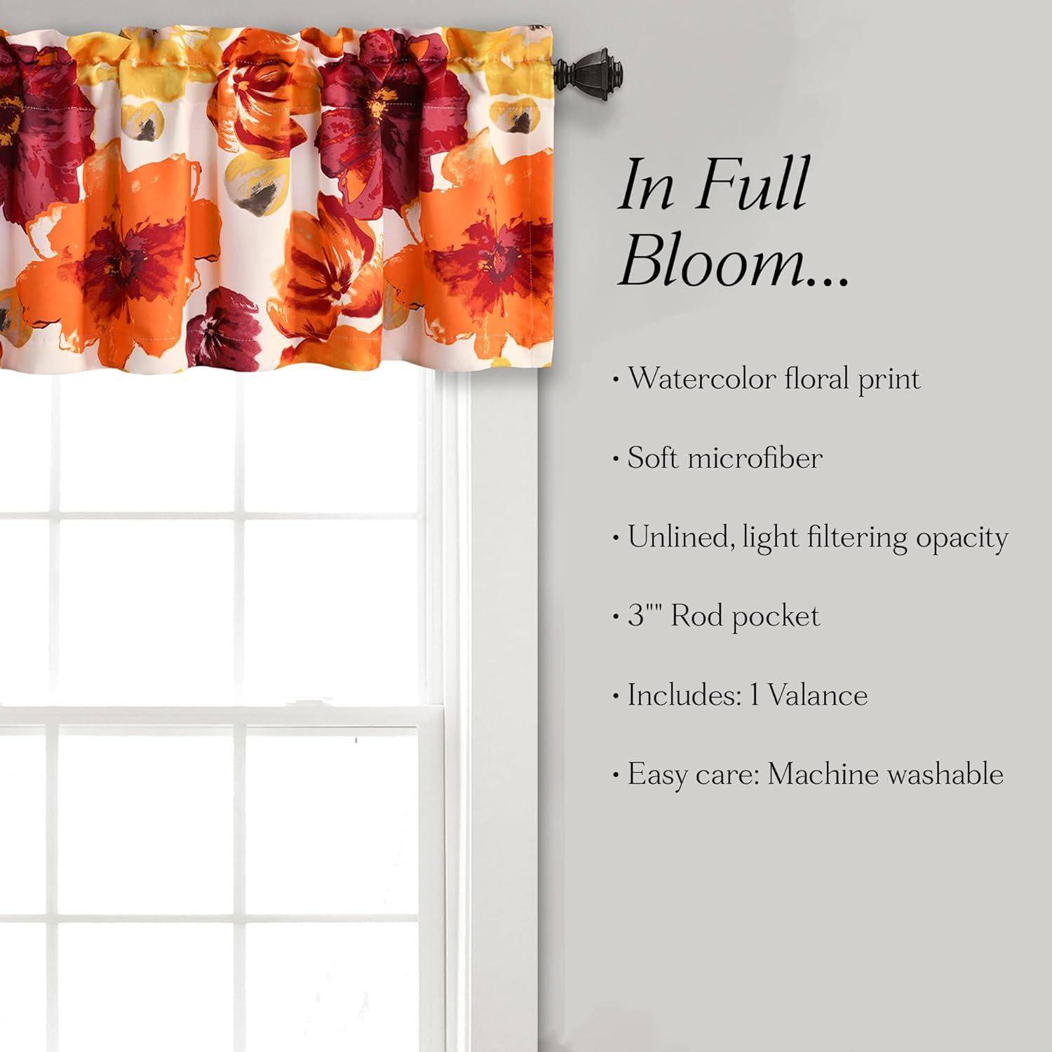 Lush Decor Leah Floral Tailored 52'' W Window Valance