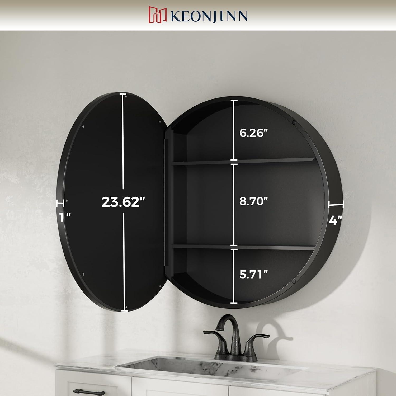 Gervon Round Wall Mounted Medicine Cabinet with Shelves
