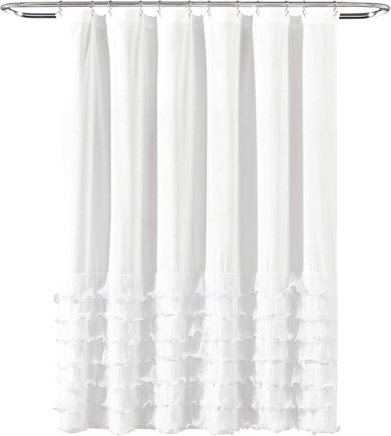 Lush Decor Avery Ruffle Shower Curtain, 72x72, White, Single