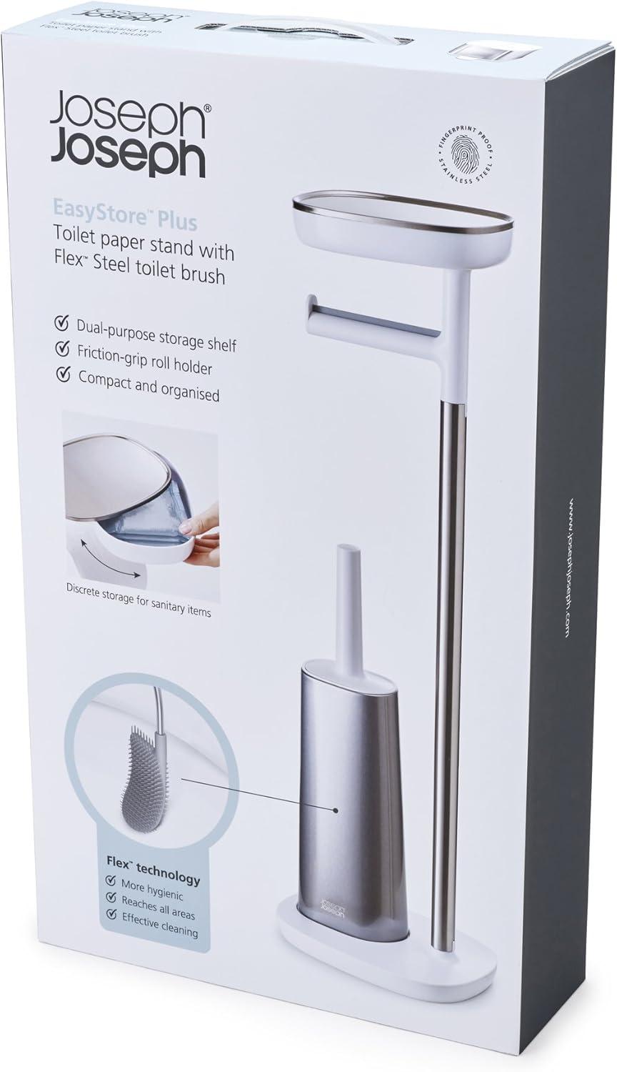 Joseph Joseph EasyStore Plus Free Standing Toilet Paper Holder with Flex Steel Toilet Brush